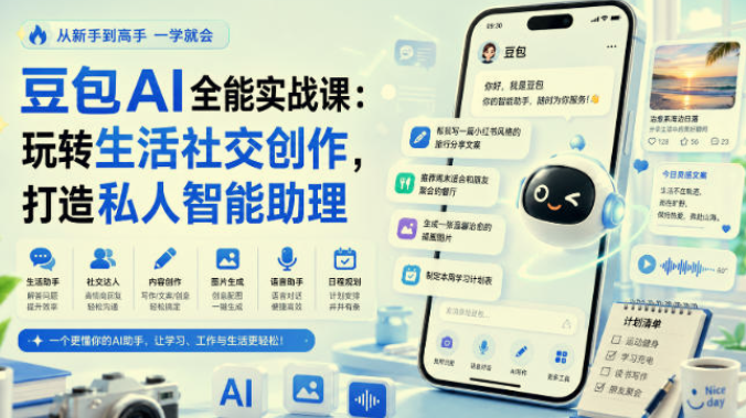 豆包AI全能实战课，一站式掌握豆包全场景应用