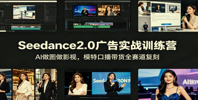【精】Seedance2.0广告实战训练营：AI做图做影视，模特口播带货全赛道复刻