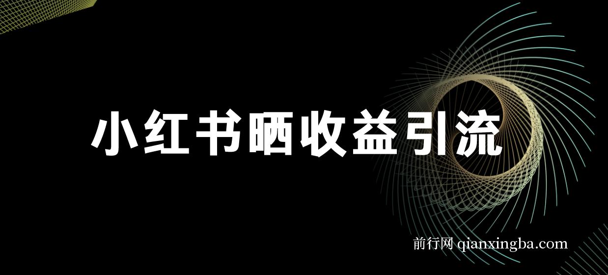 小红书晒收益图引流垂直项目粉日引200+