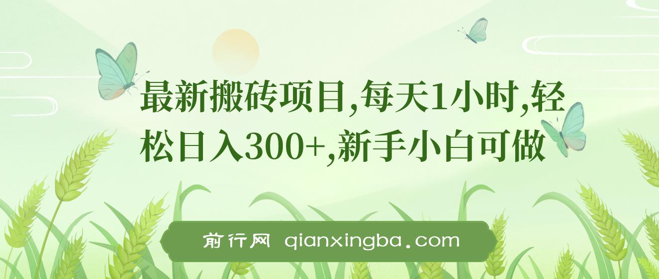 最新0门槛搬砖项目，新手小白可做，轻松日入300+ 图片