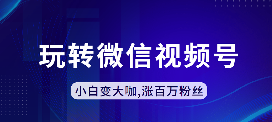 玩转微信视频号,小白变大咖,涨百万粉丝