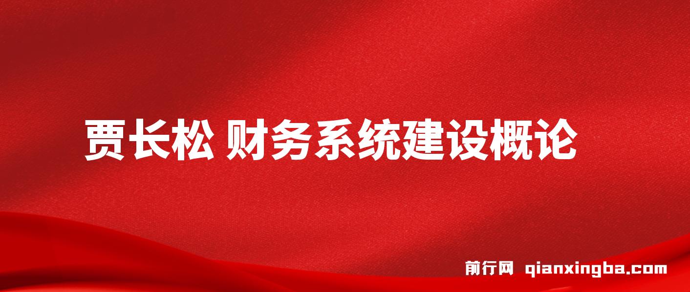 贾长松 财务系统建设概论
